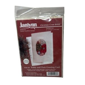 Janlynn Christmas Cross Stitch Greeting Card Kit #125-133 Teddy and Chair